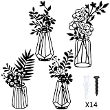 Bwytbwy Metal Flowers 4 Pieces, Wrought Iron, Black Metal Wall Decor for Living Room Bathroom, Metal