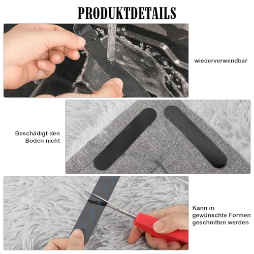 32 Antirutschmatten für Teppiche, 16 Herzförmige Teppich Antirutschunterlage + 8 Anti Rutsch Teppichunterlage + 8 Dreieck Teppichstopper Rutschmatten - Waschbar, Wiederverwendbar