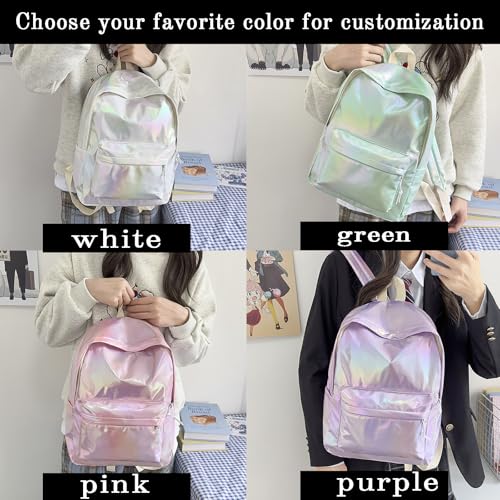 Custom Backpacks Holographic Backpack Iridescent Backpack Add Text Logo Photo Holographic Custom Backpacks For Women And Men Personalized Gifts 15in Small Bag Purple4