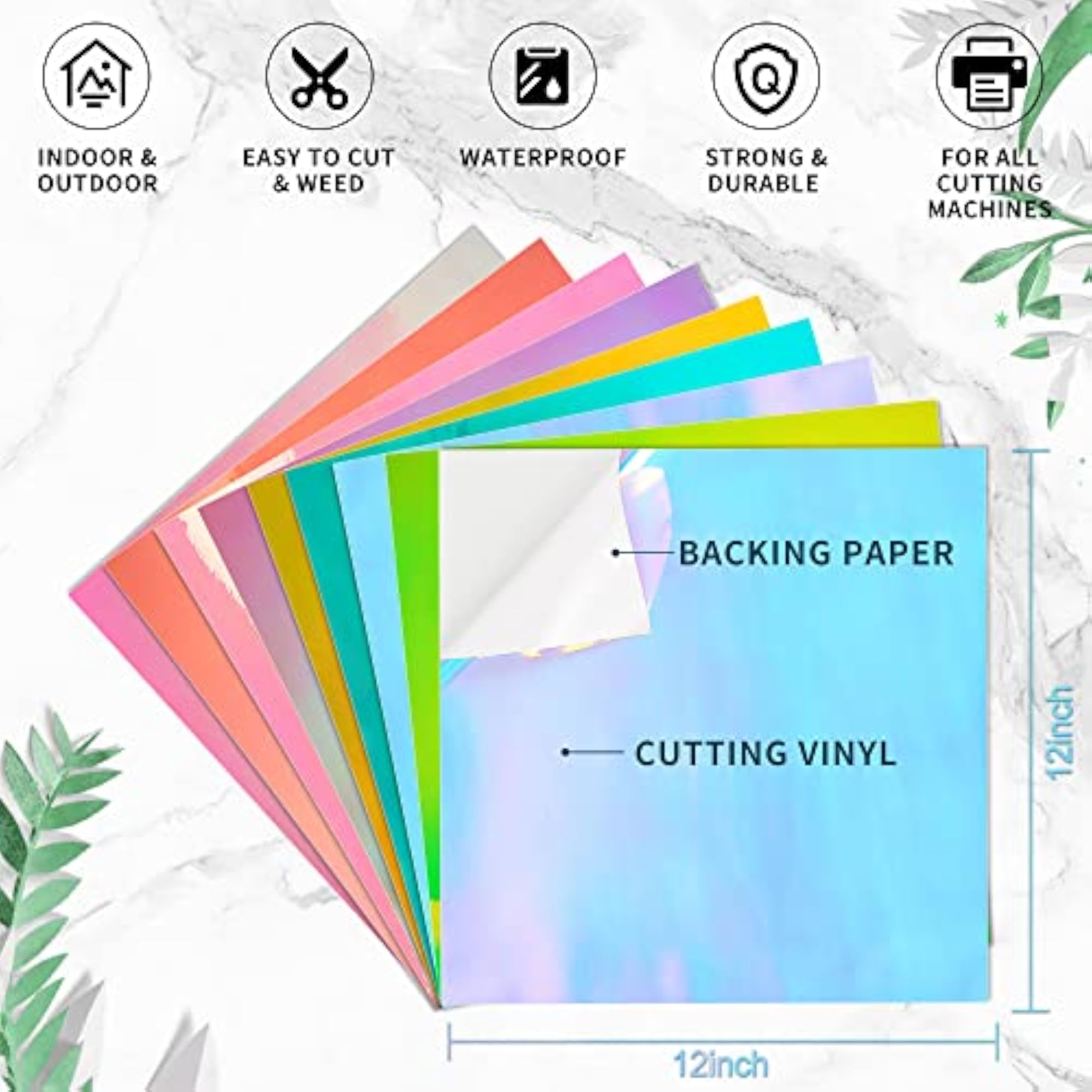 Holographic Permanent Adhesive Sheets, 12x12 Inch