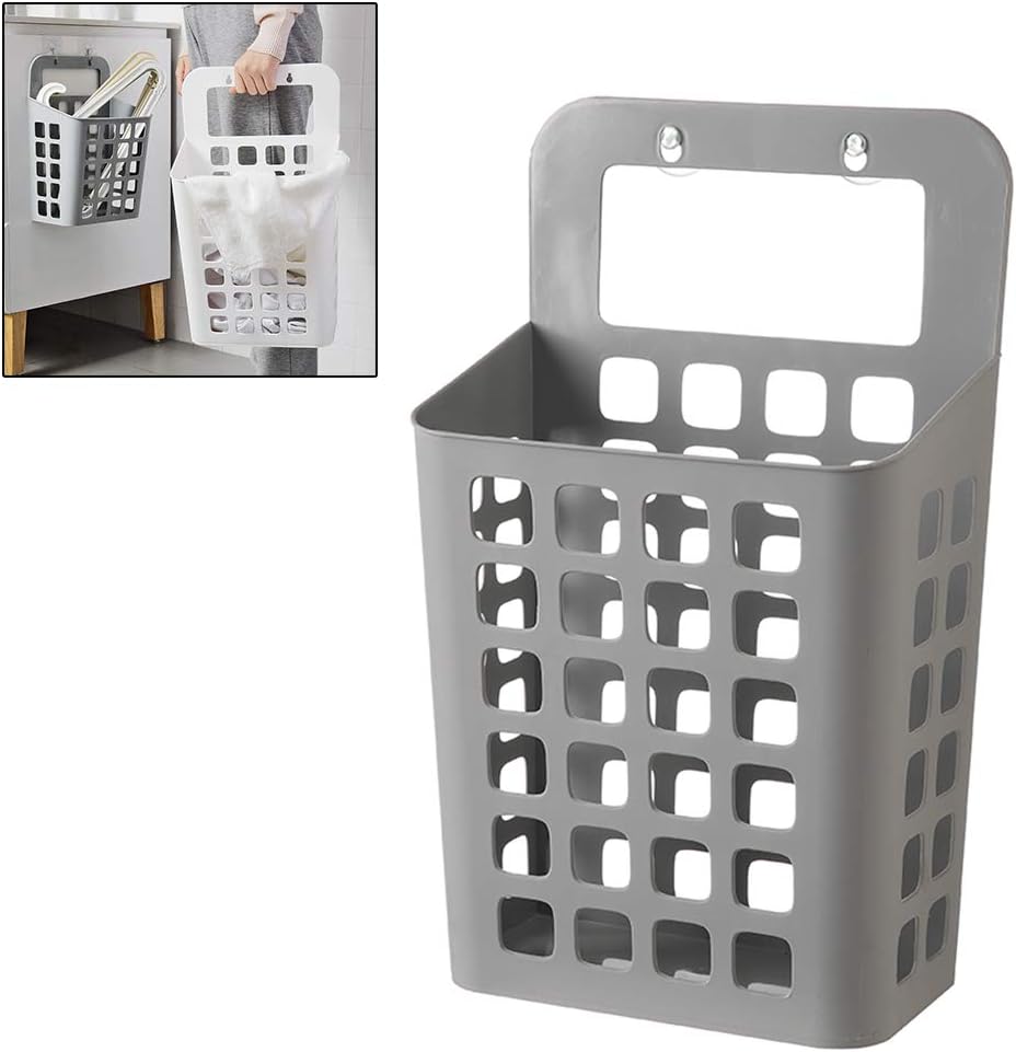 Wall-Mounted Laundry Basket Dirty Clothes Organizer Laundry Bag Hollow Household Storage Basket