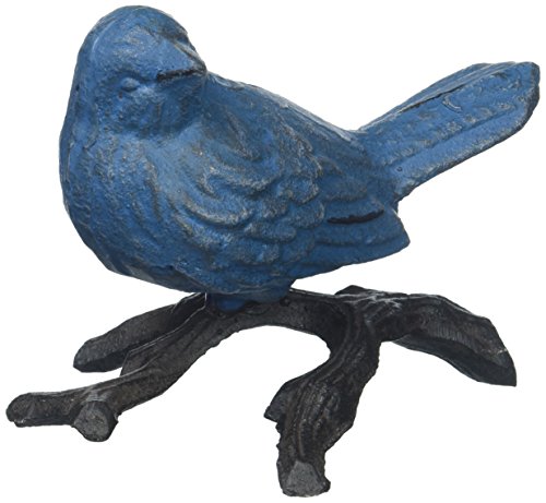 Abbott Collection 27-Iron AGE/313 Bird On Branch, 5 in L, Brown/Antique Blue