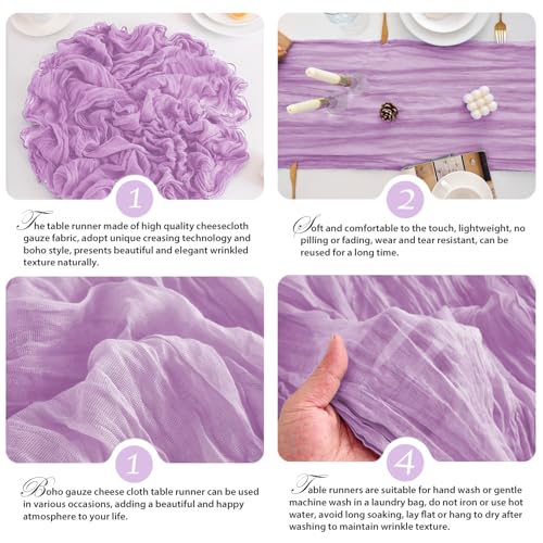 12 Pack Lavender Table Runner 17x108 Inch Lilac Purple Cheesecloth Table Runner Semi Gauze Table Runners Rustic Sheer Fabric Cheese Cloth Table Runners for Wedding Party Birthday Baby Bridal Shower by Xikesoft - Used condition - Image 6