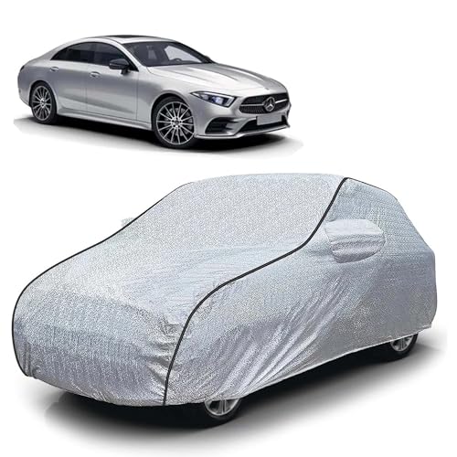 Image of Sulfar 100% Waterproof Car Body Cover Compatible with Mirror for Mercedes Benz CLS (Triple Stitched, Full Bottom Elastic, Magic Silver with Black Piping)