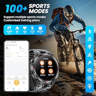 Mingdaln Military Smart Watch with GPS/Compass, Smartwatch with GPT Voice Assistant, 1.56" AMOLED Screen Smart Watch for Men, Compatible with Android & iOS (Bluetooth Call Answer/Dial) (Black)