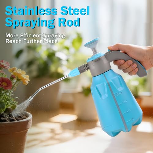 GESTONE Hand Pump Sprayer 1/2 Gallon, 68 Oz Leak-Proof Water Mister Spray Bottle, 2L Handheld Garden Pressure Sprayer in Lawn and Garden, with Adjustable Nozzle, Extended Spray Rod & Safety Valve by GESTONE - Used condition - Image 8