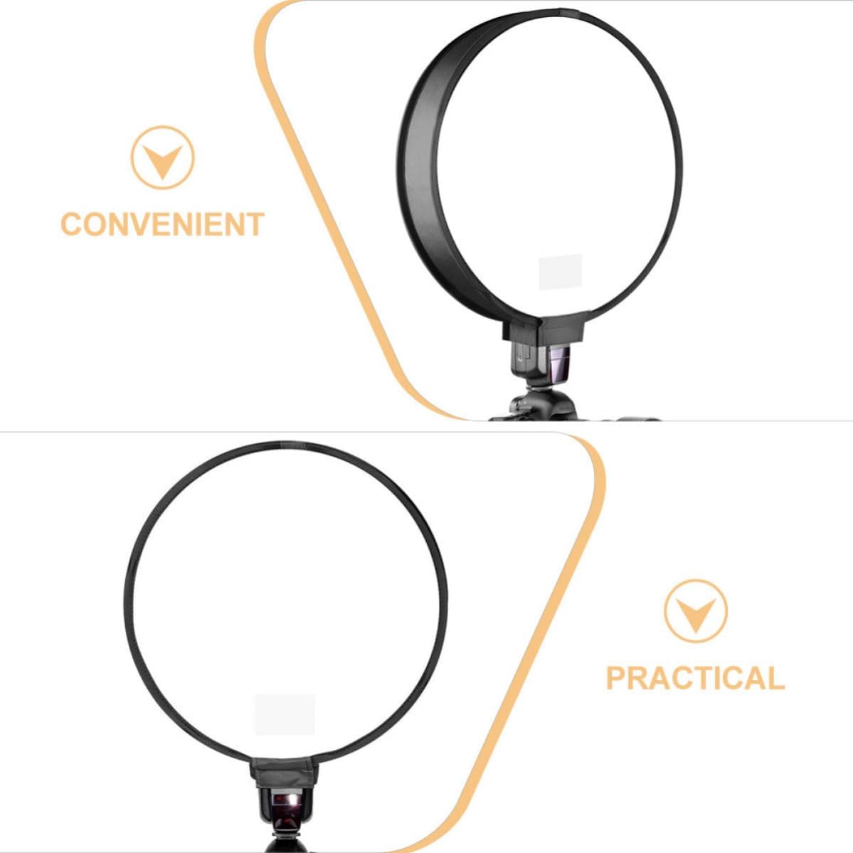 Portable 40cm Round Camera Flash Diffuser Reflective Polyester Fabric Black image 3