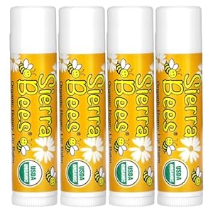 Sierra Bees Organic Lip Balms, Honey, 4 Pack, 0.15 oz (4.25 g) Each