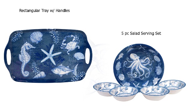 Certified International Oceanic 5 Piece Melamine Salad/Serving Set, Multi Colored