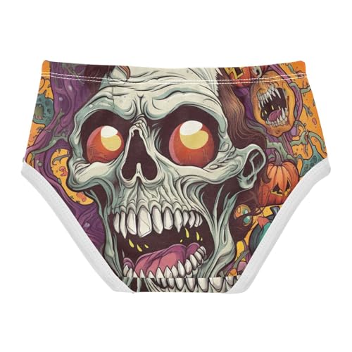 Toddler Girl Briefs, Halloween Skull Scream Cotton Underwear for Girls, 2–8 Years2