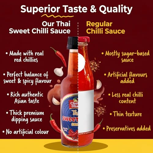 Image of Chokhi Dhani Thai Sweet Chilli Sauce 250g | Sweet & Spicy Dipping Sauce | Perfect for Momos, Spring Rolls, Fries, Noodles & Burgers | Asian Sauce Dimsums, Sushi, Wraps & Rolls, Thai Rice Bowls, Bao Buns, Fried Rice | Sweet Chilli Dip
