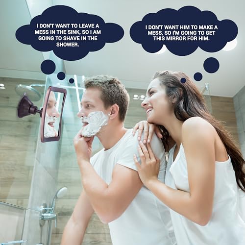 Image of MIRRORVANA Fogless Shower Mirror for Shaving with Improved Suction and 360 Swivel - Unbreakable Fog Free Mirror for Men and Women - 6.3 inch x 6.3 inch (Bronze)
