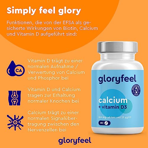 Calcium Tabletten 800 mg + Vitamin D3 1000 I.E. - Kalzium aus Calciumcarbonat Hochdosiert - D3 zur Unterstützung der Calcium-Aufnahme* - 180 Tabletten für 3 Monate - Laborgeprüft, ohne Zusätze
