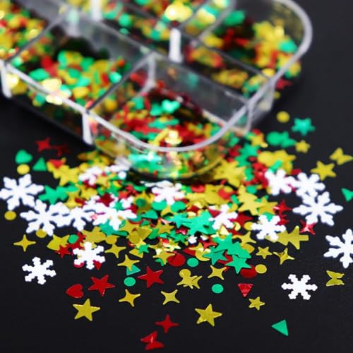 Image of 3 Boxes Snow Nail Glitter Hographic Blue White Nails Flakes Snowflake Sequins Manicure Accessories for Glitters Flakes Accessories for Women Manicure DIY Decorations