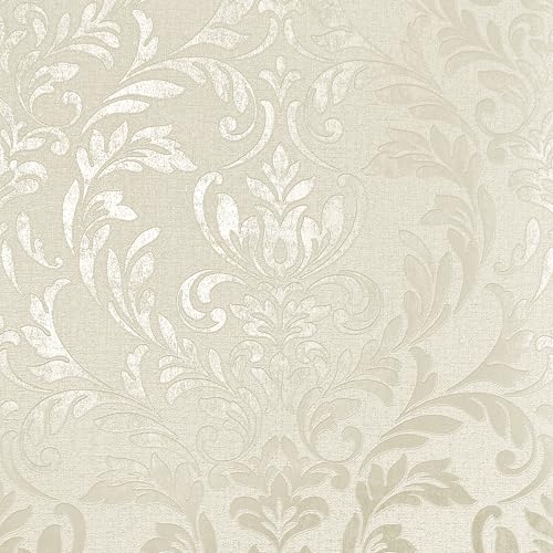 Fine Decor FD43990 Azara Damask Luxury Textured Vinyl Wallpaper Natural