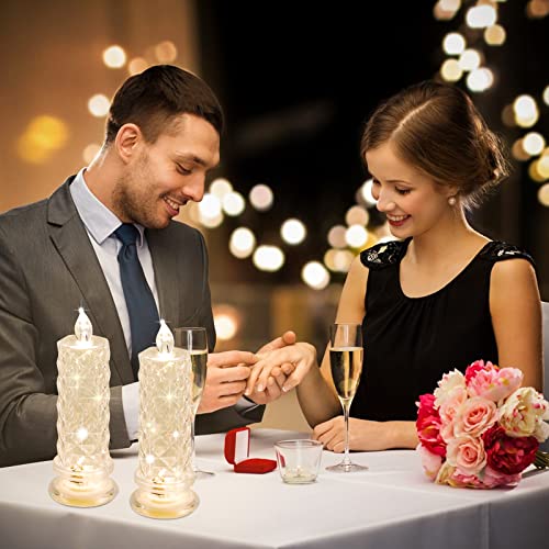 Supbri Rose Shadow Led Flameless Candles, 4Pcs Romantic Battery Operated Candles Led Pillar Candles For Valentine's Day Romantic Propose Anniversary Wedding Decorations(White, D 2.5" X H 7.2") #TOP3