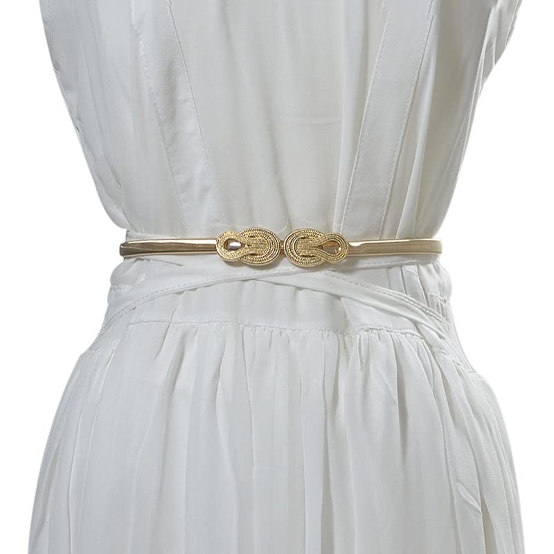 Belt Gold Silver Stretch Elastic Waist Belts for Women Metal Plate Female Lady Dress Waistband2