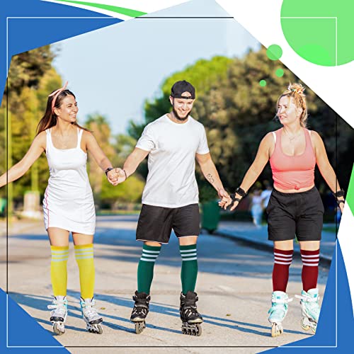 Unittype 6 Pair Colorful Striped Knee High Socks for Women Girls, Soccer Sports, Roller Skating, Gifts for Birthday Halloween Christmas, Sport Team4