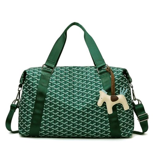 HATAMOTO Weekender Duffel Sport Gym Bag Overnight Travel duffle Bags with Wet Pocket S1-Check Green