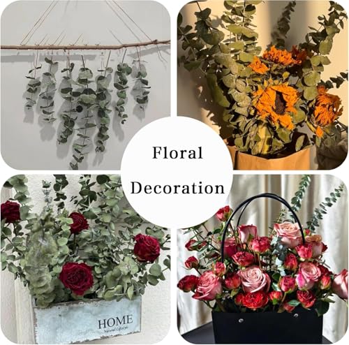 Image of CURATED CART Artificial Eucalyptus Stems Pack of 10 Realistic Green Leaves with Frosted Finish Flexible Fake Flowers Branches for Home Office Wedding Centerpiece Table Decor Christmas Decoration