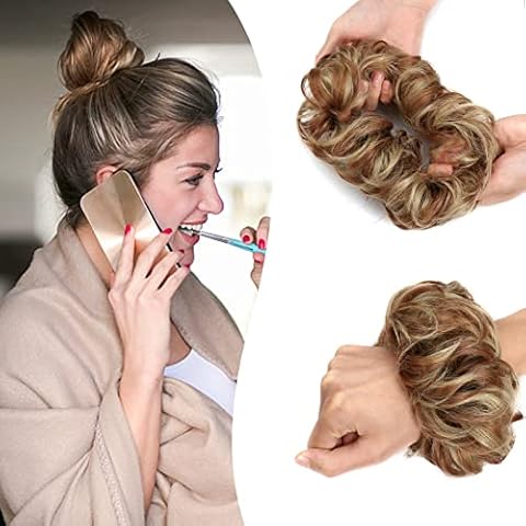Inscca Postizo de Pelo Moño Rizado para Mujer Cover
