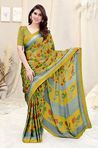 Image of MIRCHI FASHION Saree for Woman Chiffon Floral Printed | Lightweight Daily Wear Women's Sari with Unstitched Blouse Piece (Available in 20 Colors)
