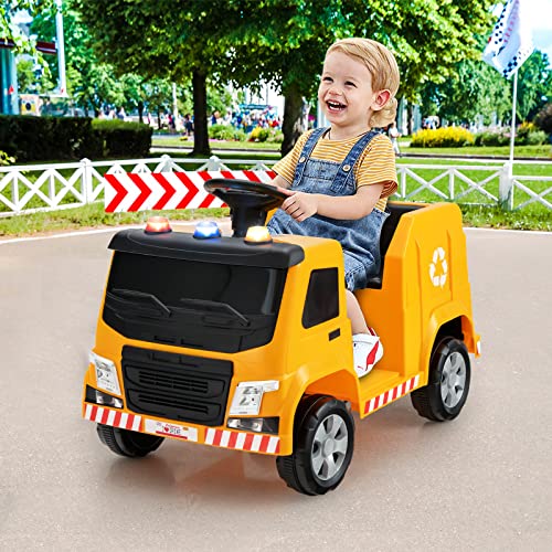 COSTWAY 12V Kinder Aufsitz Müllwagen mit Musik, Hupen und Licht, Elektroauto mit Vorwärts-/Stop-/Rückwärtsfunktion, inkl… – Bild 3