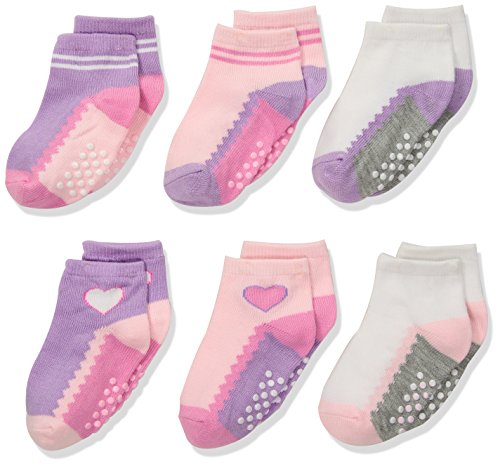 Jefferies Socks Toddler Non-Skid Ankle Quarter Socks 6 Pair Pack, Girl Multi, 12-24 Months