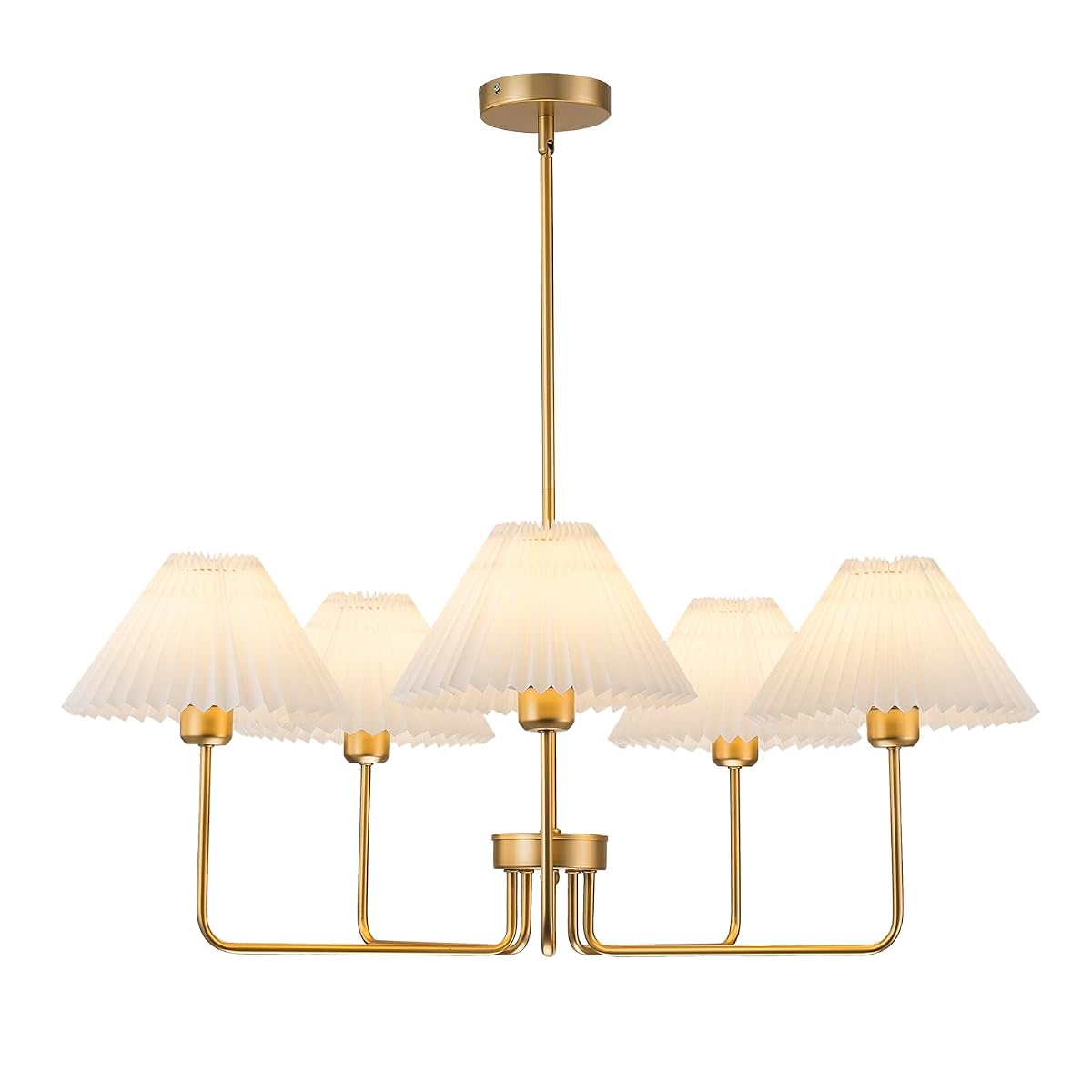 FIYUEOYI 5-Light Gold Chandelier,Mid Century Modern Dining Room Light Fixtures