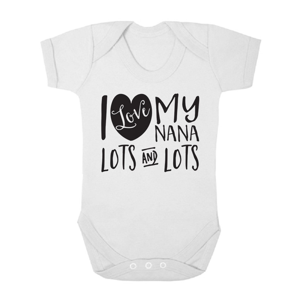 I Love My Nana Lots and Lots Cute Boys and Girls Baby Vest Bodysuit (3-6 Months, White)