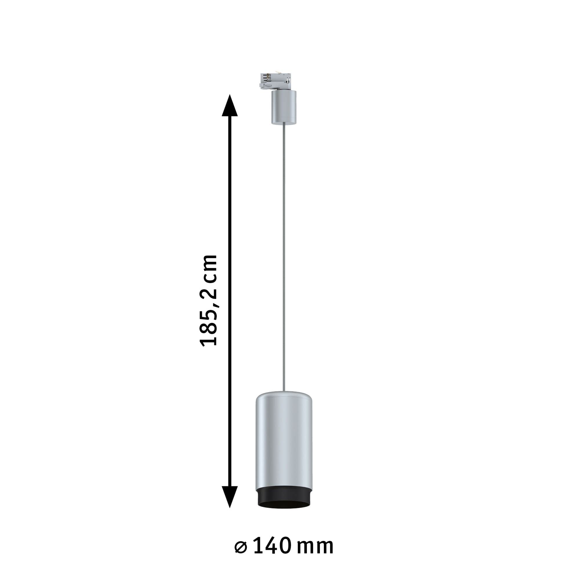 Paulmann 95403 Sistema a binario ProRail3 Lampada di sospensione Corus max. 50 W Argento Binario in Metallo, Materiale plastico Sistema di illuminazione E27