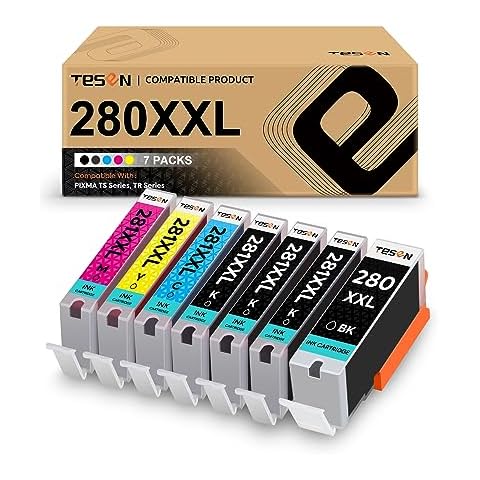 TESEN Compatible 280XXL 281XXL Ink Cartridge Replacement for Canon 280 281 XXL PGI280XXL CLI281XXL Use with PIXMA TR8520 TR8620 TS6220 TS6320 TR7520 TS6120 TS9120 TS8120 Printer, 7 Pack Color Set Cover