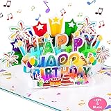 INPHER Large Birthday Card, 3D Pop up Birthday Cards, Light and Music Happy Birthday Card, Musical B