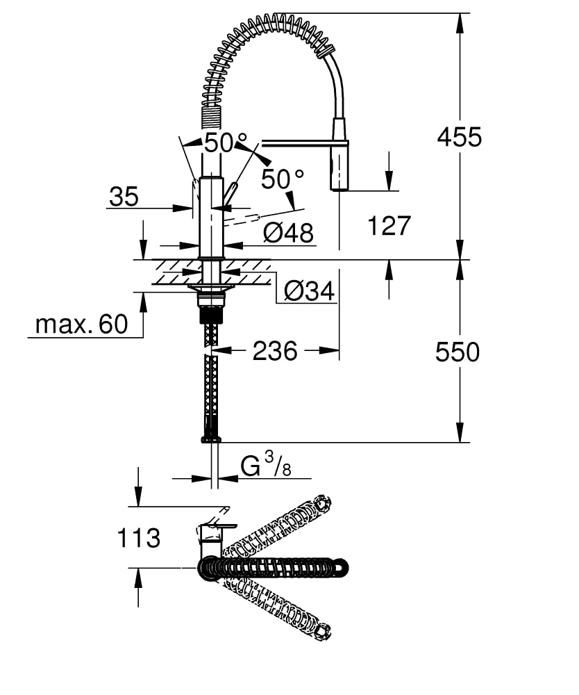 GROHE Get Swift Grifo de Cocina Caño Alto Extraíble Cromo 360°