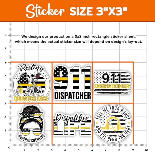 Image of MAIANEY [10Pcs, 3 inchx3 inch] 911 Dispatcher Stickers Pack of 10 - First Responder Vinyl Decals for Dispatch Life Laptop Water Bottle Helmet Notebook - Emergency Operator Gift for Women Men