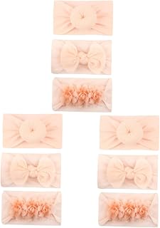 Conjunto De 9 Pçs De Laços De Cabelo De Náilon Laços De Cabelo Infantil Envoltório De Cabeça De Bebê Recém-Nascido Faixa De Cabelo Infantil Arco De Bebê Faixa Elástica Para Bebê
