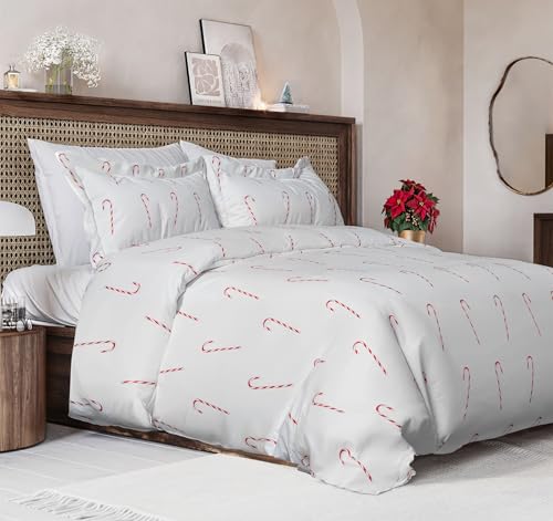 Image of CGK Unlimited Christmas Duvet Cover Cal King Size - 104 x 98, Candy Cane