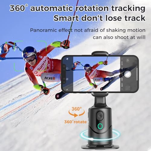 Auto Face Tracking Phone Holder,No App Required,360° Rotation Phone Camera Stand with Remote and Gesture Control, Smart Shooting Tripod for Vlog/TIK Tok Live Streaming YouTube Video Recording