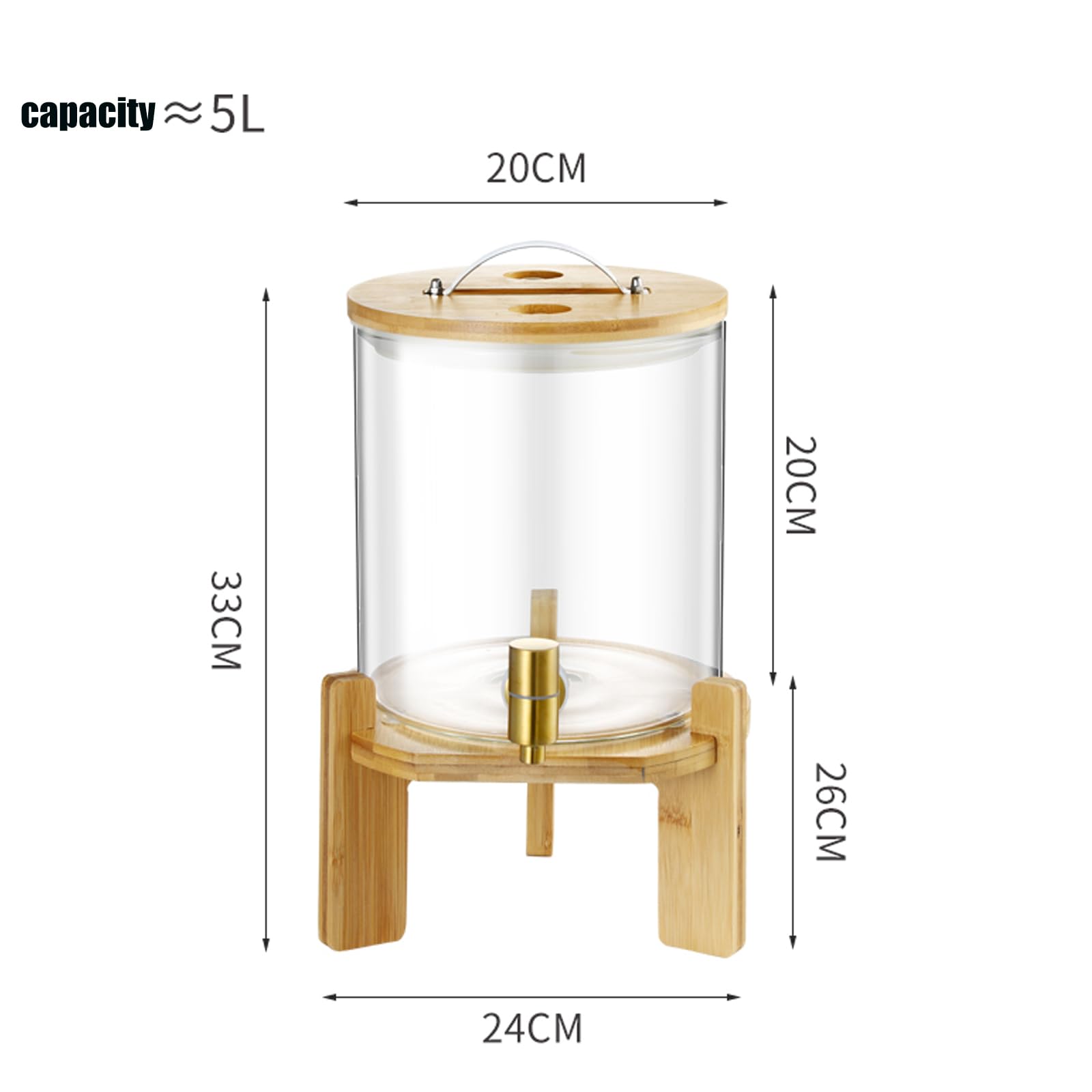 Dispenser per Bevande in Vetro Infrangibile, Dispenser per Acqua con Supporto E Rubinetto, Dispenser per Succo di Limonata, per Matrimoni, Feste, Bevande Calde O Fredde,5L
