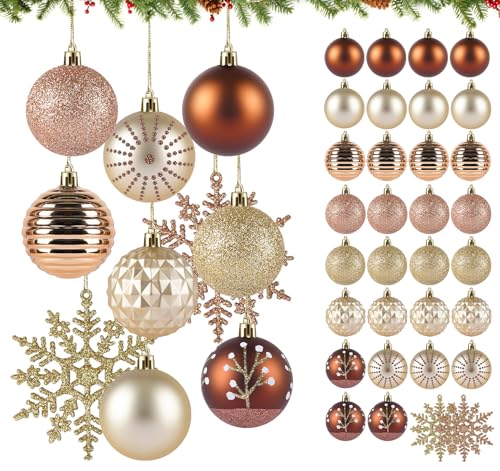 Agoer 32 Christbaumkugeln Kugeln 6 CM, 8 Designs Kupfergold...