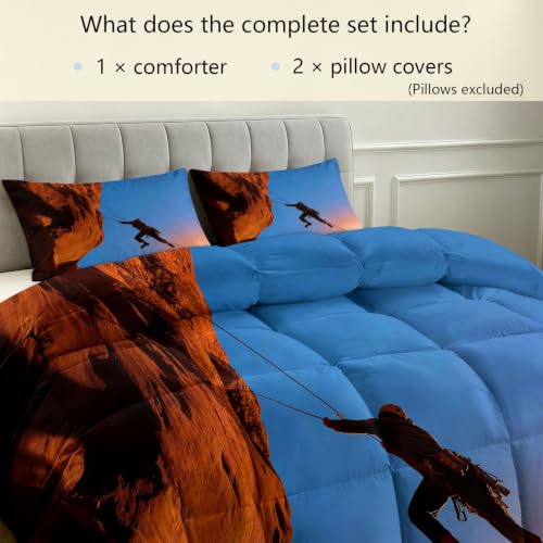 Edredón de 135 x 200 cm azul para 4 estaciones con 2 fundas de almohada lavables 7