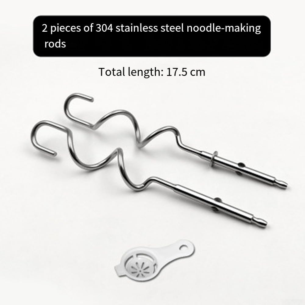 Edelstahl-Mixer- und Mixer-Aufsatz-Set für Kenwood Handmixer, Ersatzteile inklusive Rührpaddel und Knethaken, einfach zu installieren für Küche Backen und Kochen, Silber(E*2)