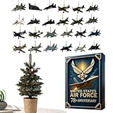 Calendario de Adviento de avión de Navidad 2025, adornos acrílicos 2D Decoración, 24 días 78 Aniversarios Joyería, Para entusiastas de la aviación Coleccionistas Sala de Estar Chimenea Mochila Cartera