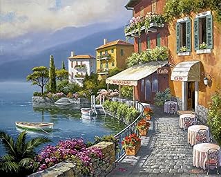 5D Diamond Painting Kits, Diamond Art DIY Adults Childrens Gifts, Full Drill Crystal Rhinestone Painting Diamond Embroidery Paintings Arts for Home Wall Decor ( Seaside Town 30x40cm)