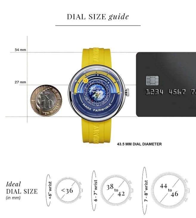 Image of Mark Fairwhale Men's Luxury Analog Wrist Watch | Unique Earth & Sun Dial Design | Stainless Steel Case - Stylish Casual Watch for Men