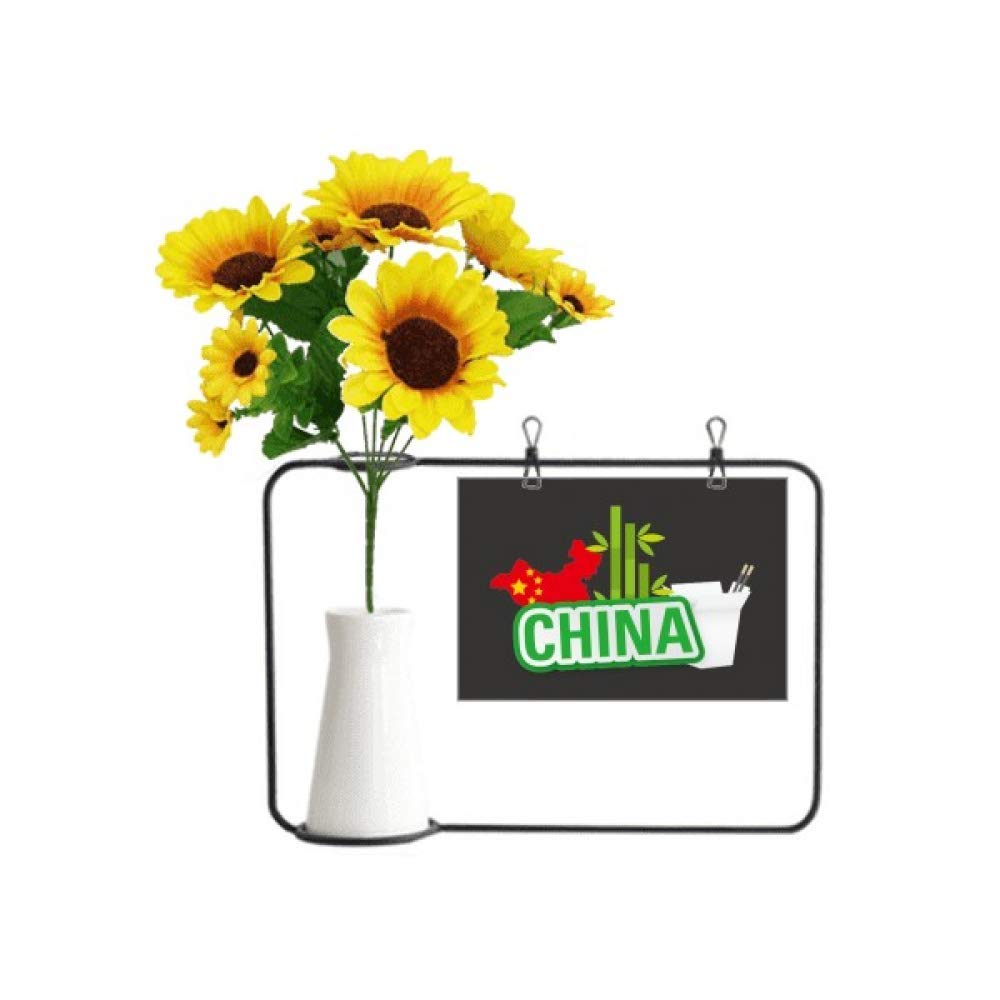 Carte de bénédiction de la Chine en bambou vert avec tournesol artificiel pour un cadeau raffiné