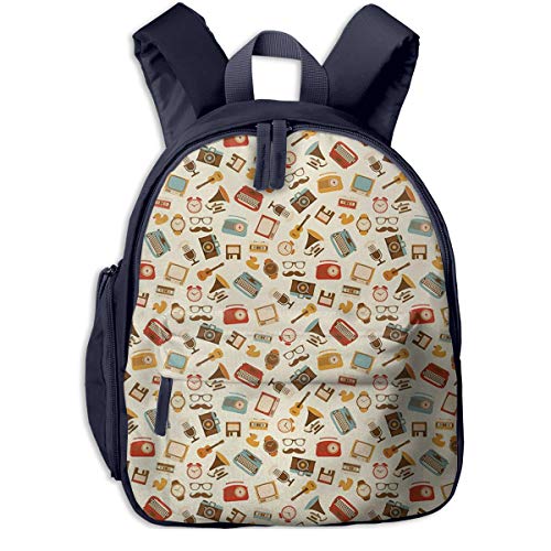 Preisvergleich Produktbild Kinderrucksack Wecker Schreibmaschine Grammophon Babyrucksack Süßer Schultasche für Kinder 2-5 Jahre