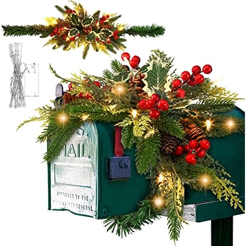 Giegxin 71 Inch Christmas Mailbox Swag Cover