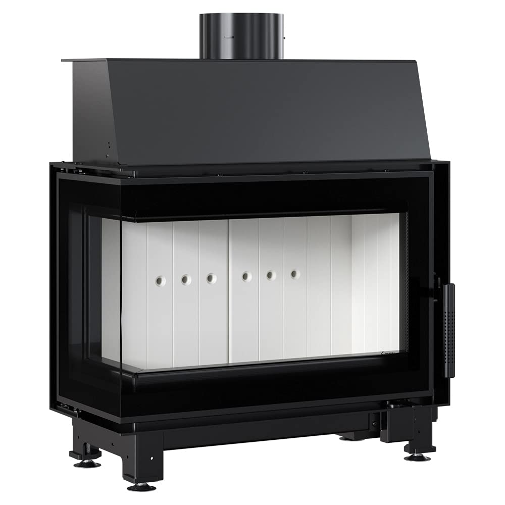KRATKI Inserto per camino in acciaio a legna SIMPLE 6 kW Ø150 sinistro A | Acciaio nero, efficienza 80,6%, classe A. Ecodesign, BImSchV 2; per recupero calore.; combustione efficiente; basse emissioni