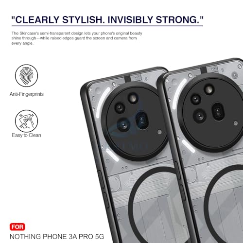 Image of AESTMO Nothing Phone 3A Pro 5G Back Cover | 360 Protection | Crystal Clear Hard Back Transparent | Compatible with MagSafe Accessories for Nothing Phone 3A Pro 5G (PC+TPU, Black Bumper)